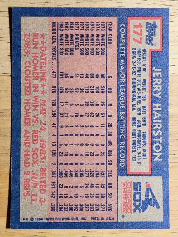 1984 Topps #177 Jerry Hairston