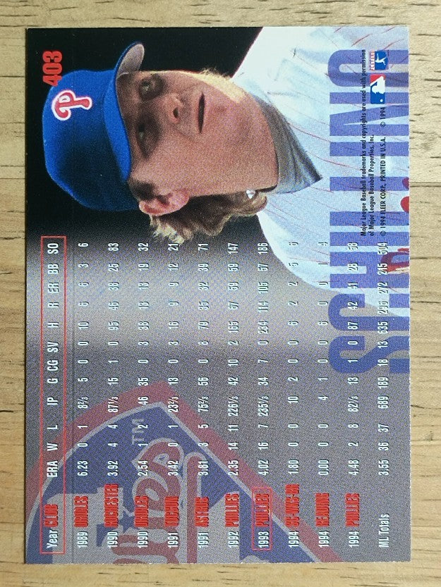 1995 Fleer #403 Curt Schilling No Foil Front ERROR