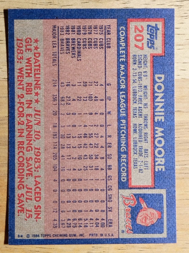 1984 Topps #207 Donnie Moore