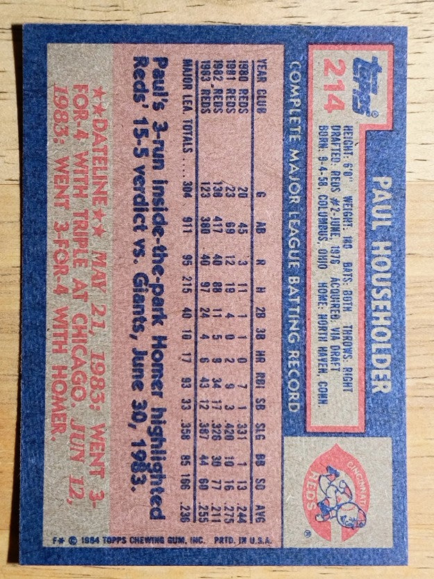 1984 Topps #214 Paul Householder