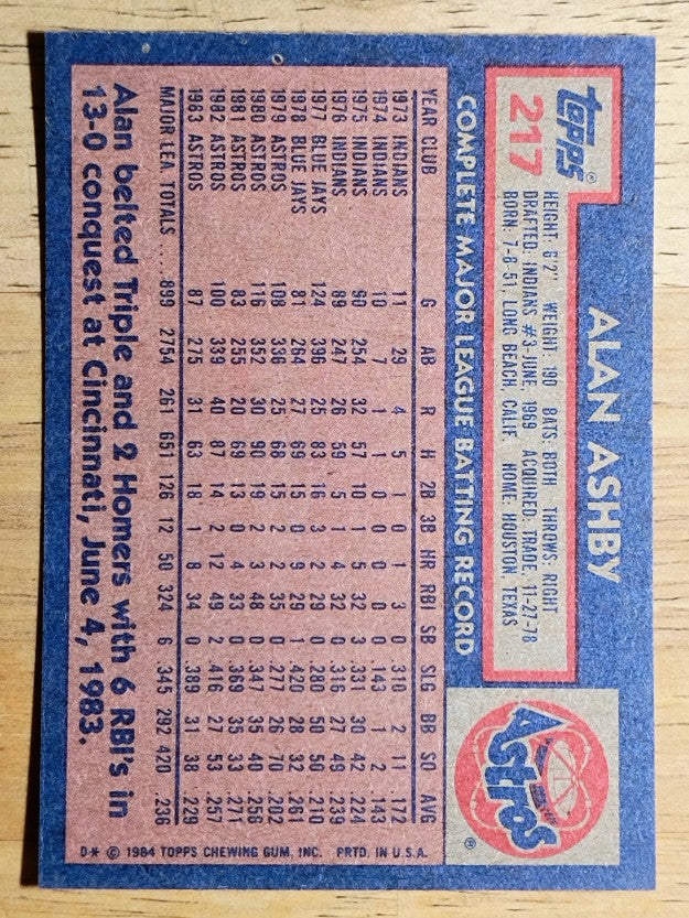 1984 Topps #217 Alan Ashby