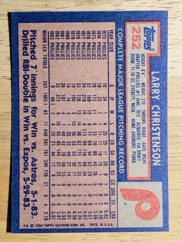 1984 Topps #252 Larry Christenson