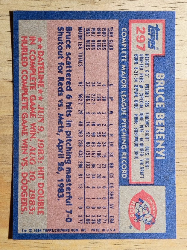 1984 Topps #297 Bruce Berenyi