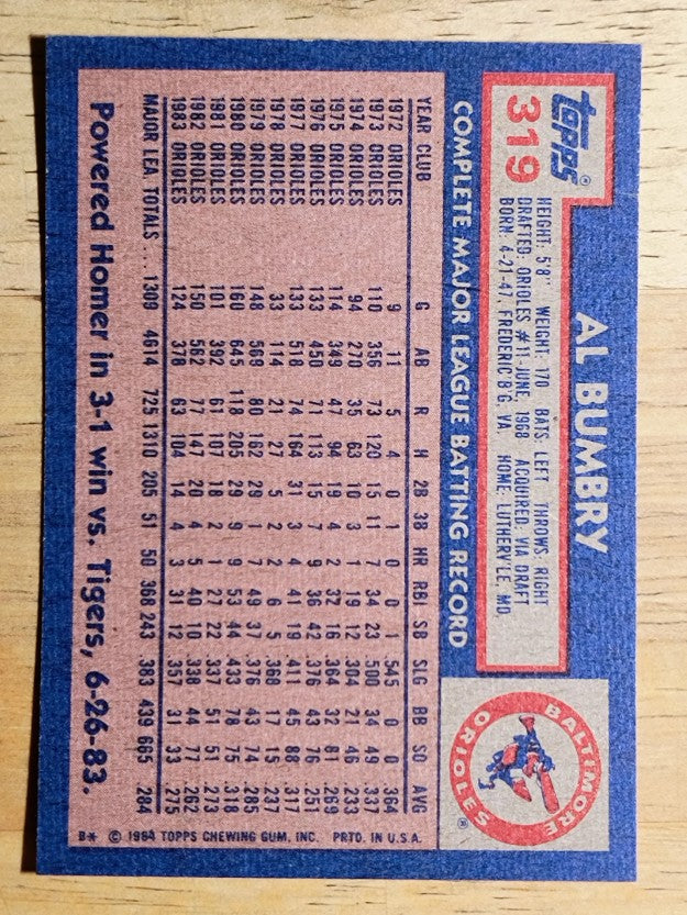1984 Topps #319 Al Bumbry