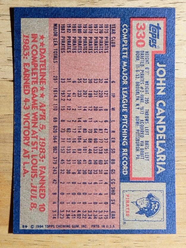 1984 Topps #330 John Candelaria