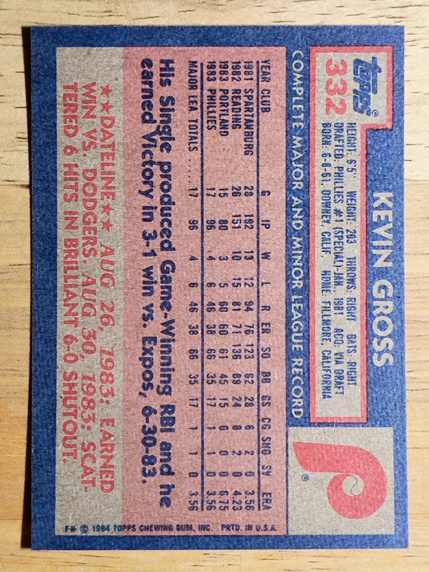 1984 Topps #332 Kevin Gross RC