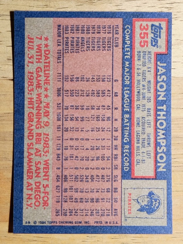 1984 Topps #355 Jason Thompson