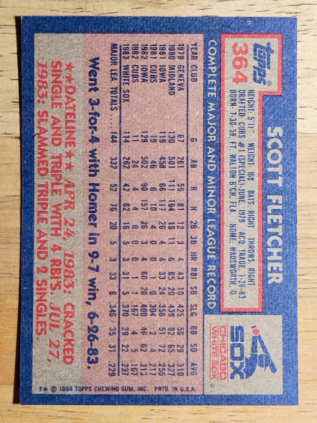 1984 Topps #364 Scott Fletcher