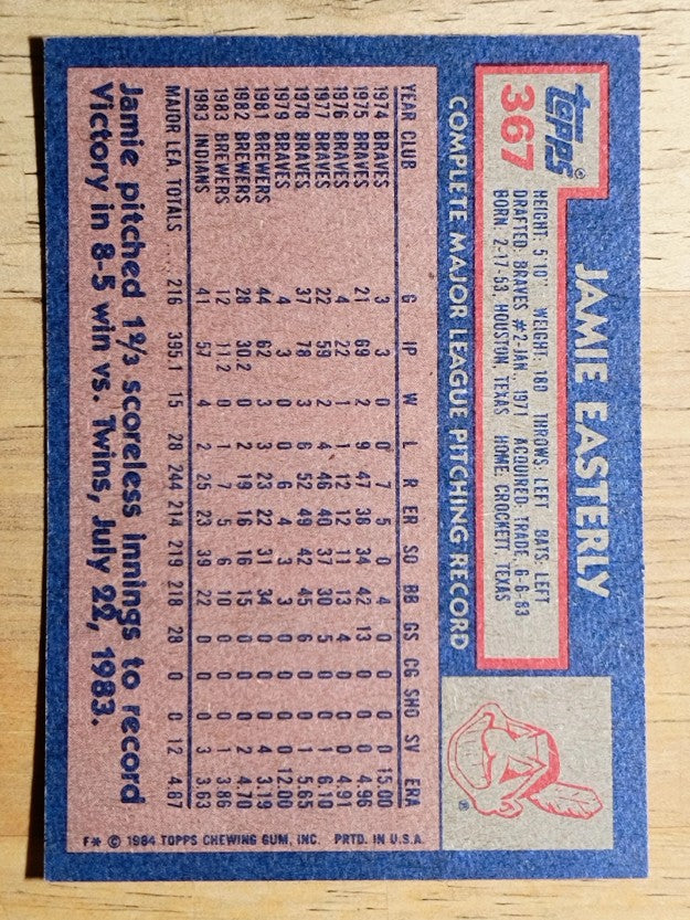 1984 Topps #367 Jamie Easterly