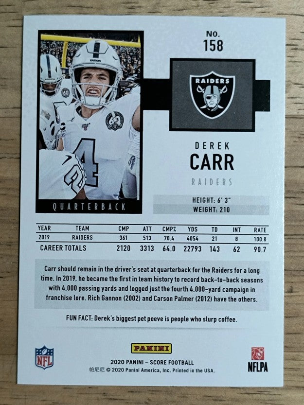2020 Score #158 Derek Carr