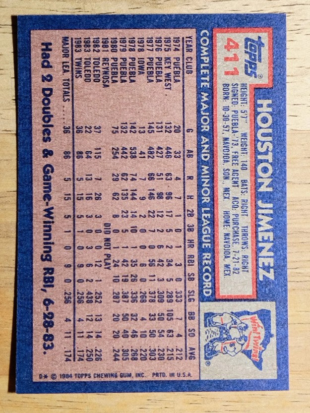 1984 Topps #411 Houston Jimenez
