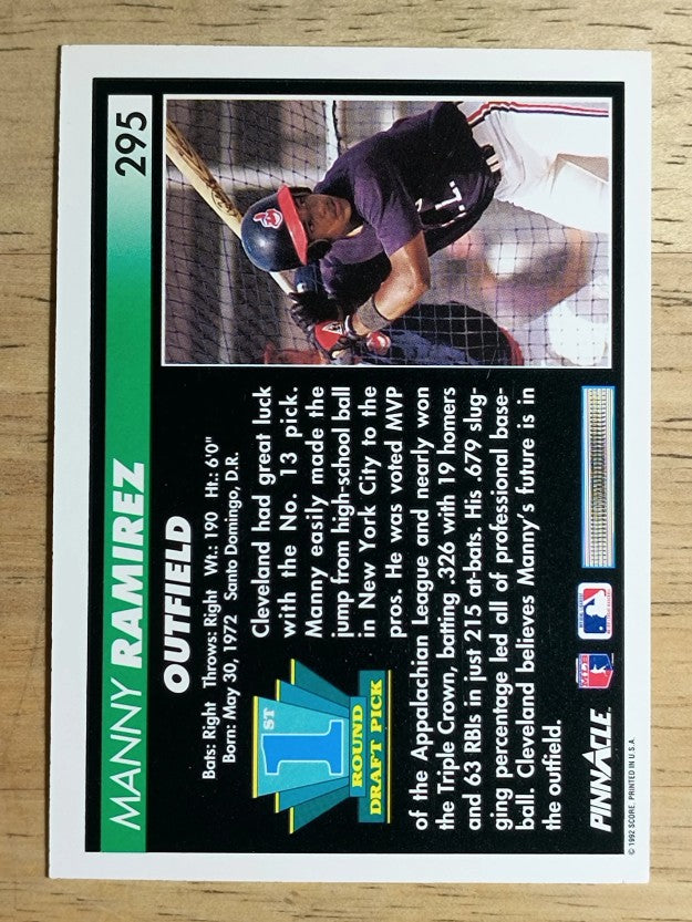 1992 Pinnacle #295 Manny Ramirez RC