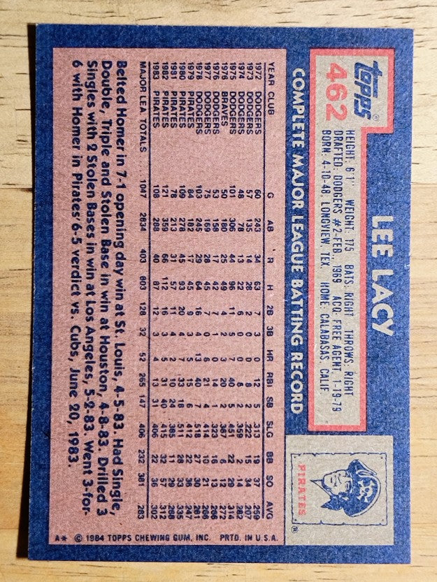 1984 Topps #462 Lee Lacy