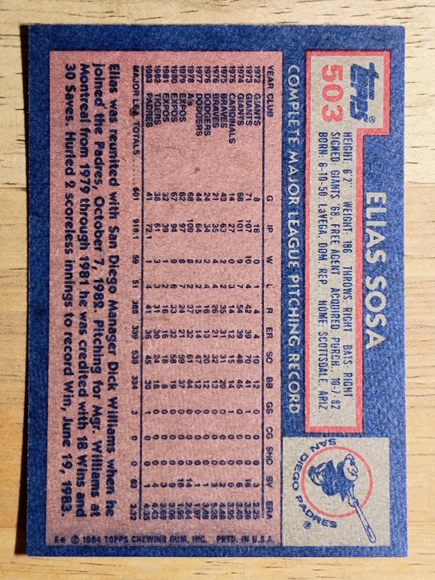 1984 Topps #503 Elias Sosa