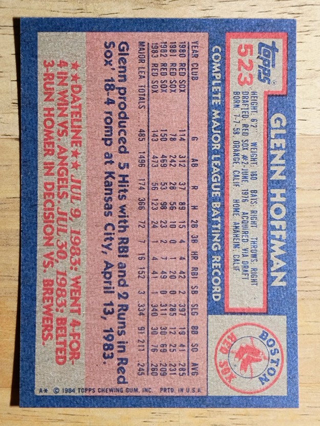 1984 Topps #523 Glenn Hoffman