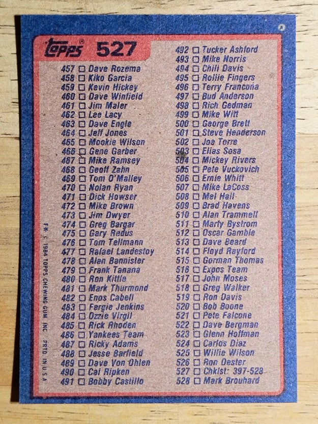1984 Topps #527 Checklist 397-528