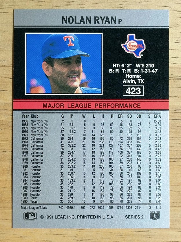 1991 Leaf #423 Nolan Ryan