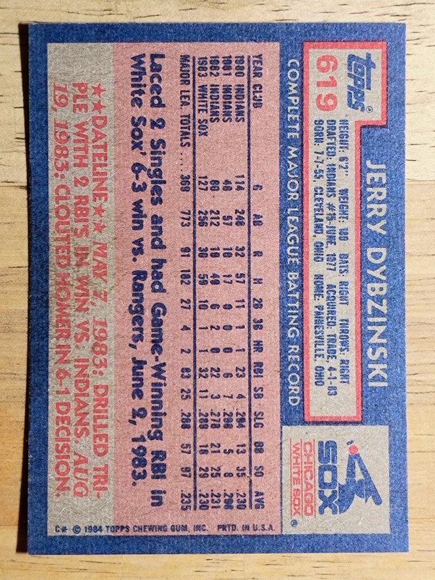 1984 Topps #619 Jerry Dybzinski