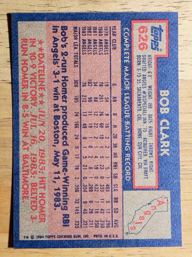 1984 Topps #626 Bob Clark