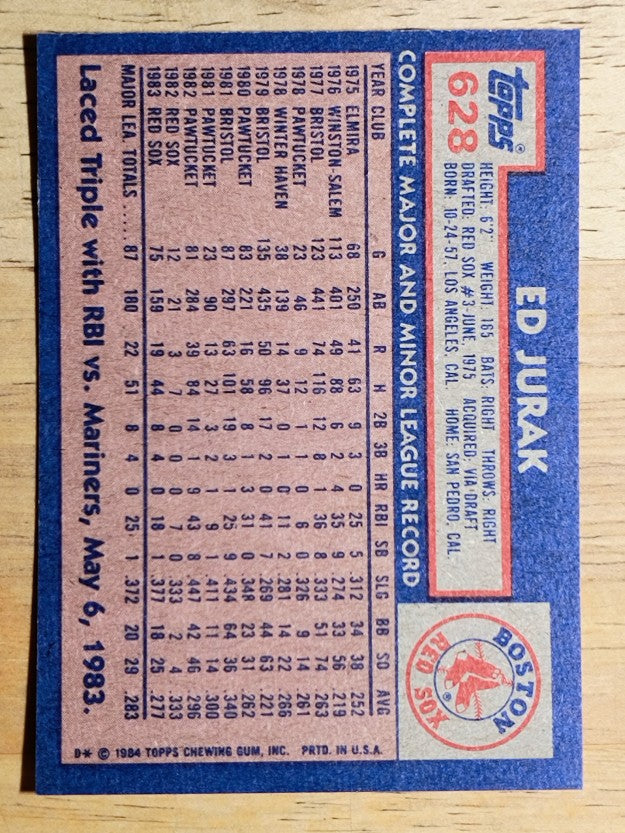 1984 Topps #628 Ed Jurak