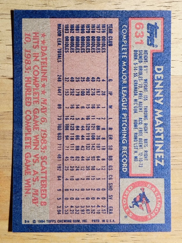1984 Topps #631 Dennis Martinez