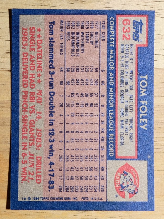 1984 Topps #632 Tom Foley