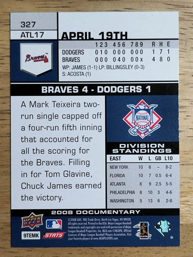 2008 Upper Deck Documentary #327 Chipper Jones