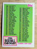 1984 Topps #646 Checklist 529-660