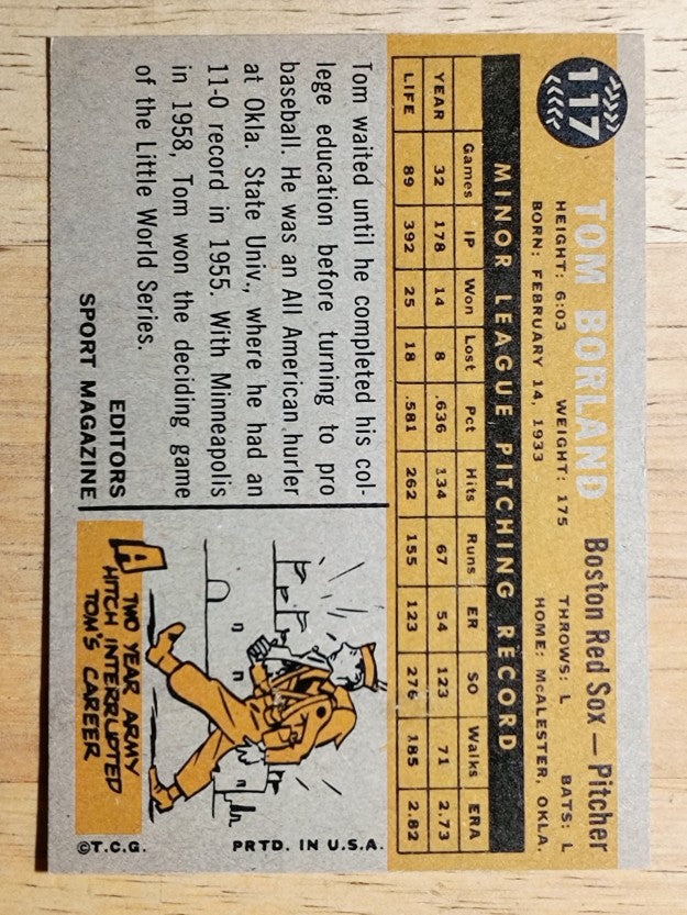 1960 Topps #117 Tom Borland RS (EXMT)