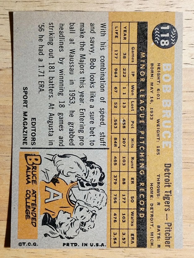 1960 Topps #118 Bob Bruce RS RC (EXMT)