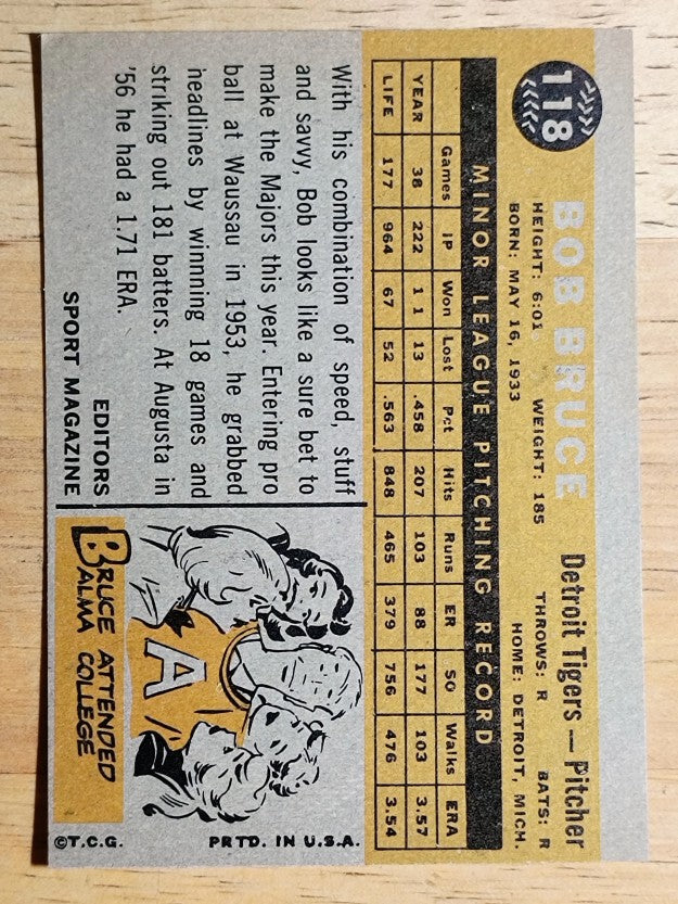 1960 Topps #118 Bob Bruce RS RC (EX)