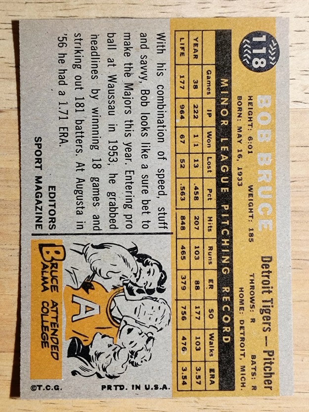 1960 Topps #118 Bob Bruce RS RC (NMMT)