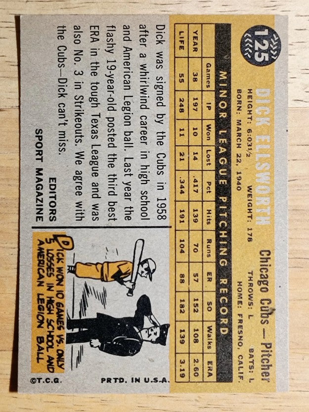 1960 Topps #125 Dick Ellsworth RS RC (NM)