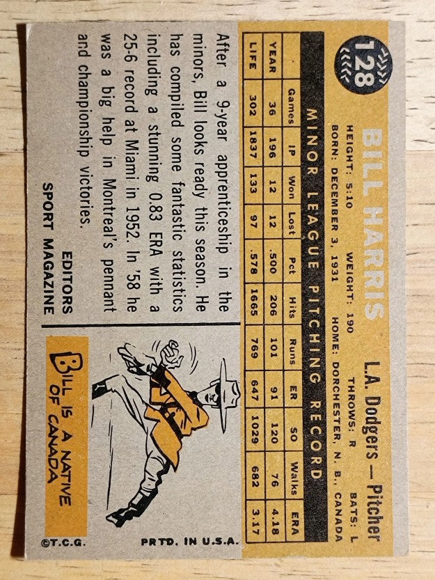 1960 Topps #128 Bill Harris RS RC (EXMT)