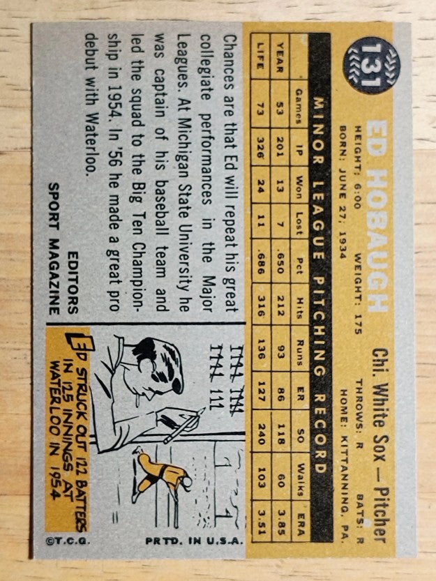 1960 Topps #131 Ed Hobaugh RS RC (EXMT)