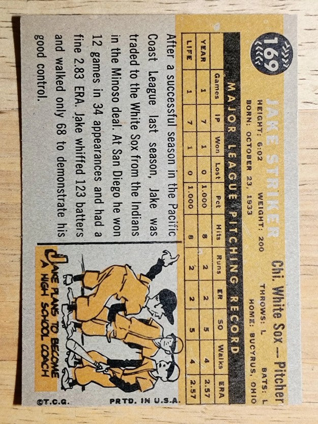 1960 Topps #169 Jake Striker RC (EXMT)