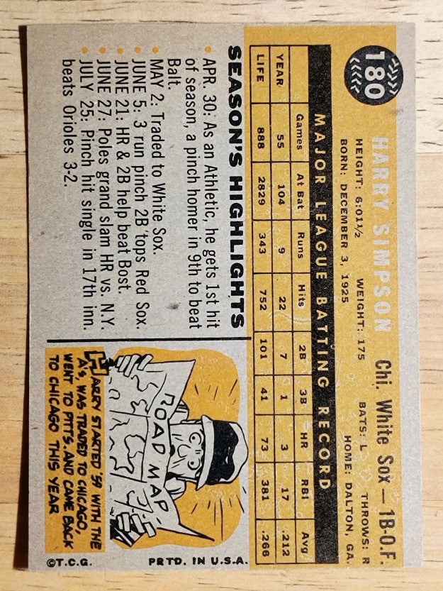 1960 Topps #180 Harry Simpson (NM)