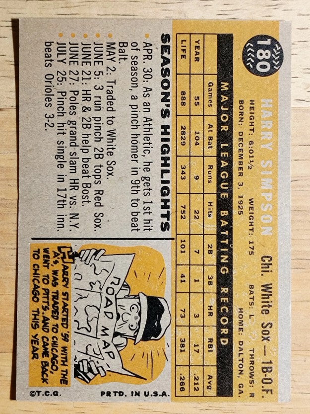1960 Topps #180 Harry Simpson (NM)