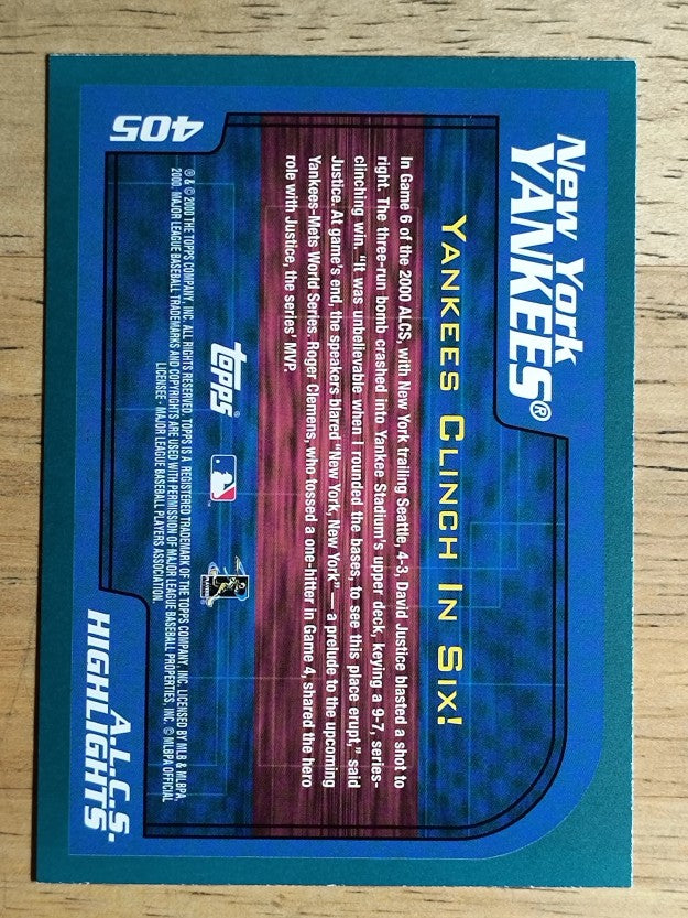 2001 Topps #405 New York Yankees HL