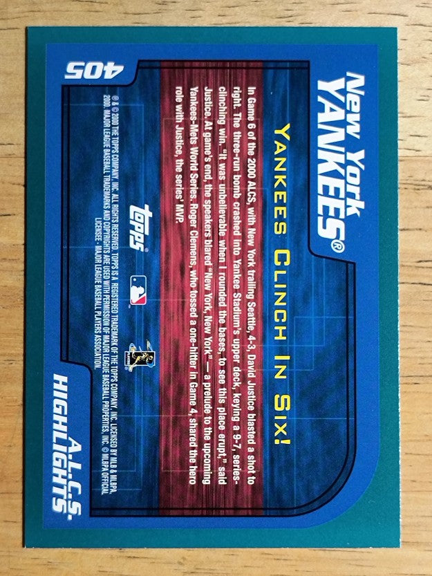 2001 Topps #405 New York Yankees HL