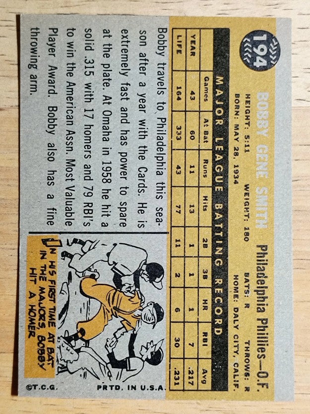 1960 Topps #194 Bobby Gene Smith (EXMT)