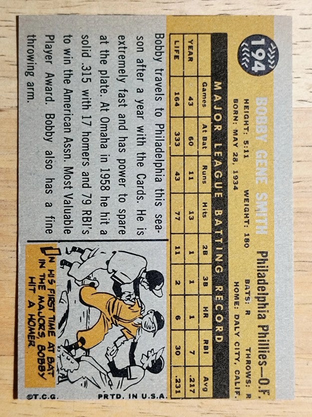1960 Topps #194 Bobby Gene Smith (EX)