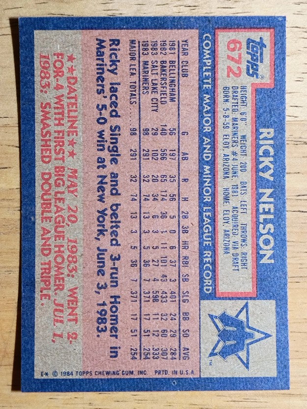 1984 Topps #672 Ricky Nelson