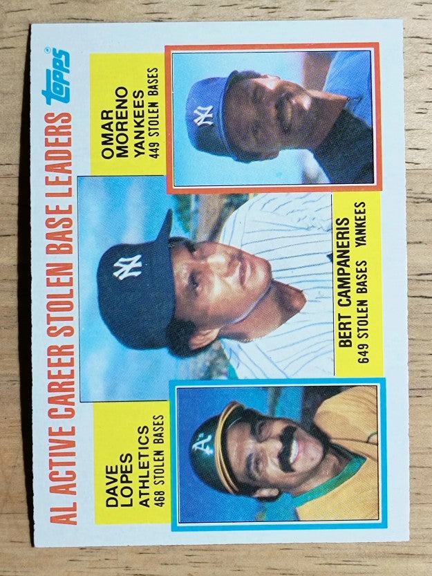 1984 Topps #714 AL Active Steals/Bert Campaneris/Dave Lopes/Omar Moreno