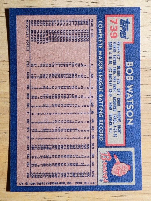 1984 Topps #739 Bob Watson