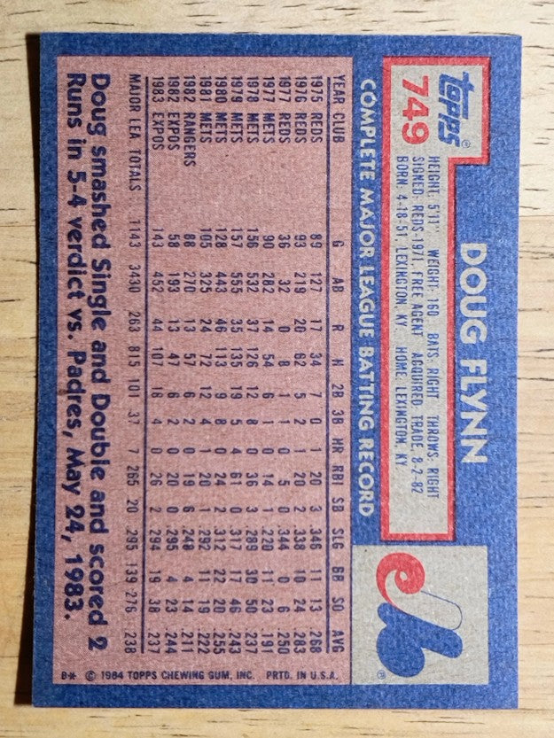 1984 Topps #749 Doug Flynn