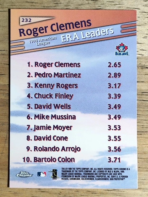 1999 Topps Chrome #232 Roger Clemens LL
