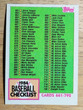 1984 Topps #781 Checklist 661-792