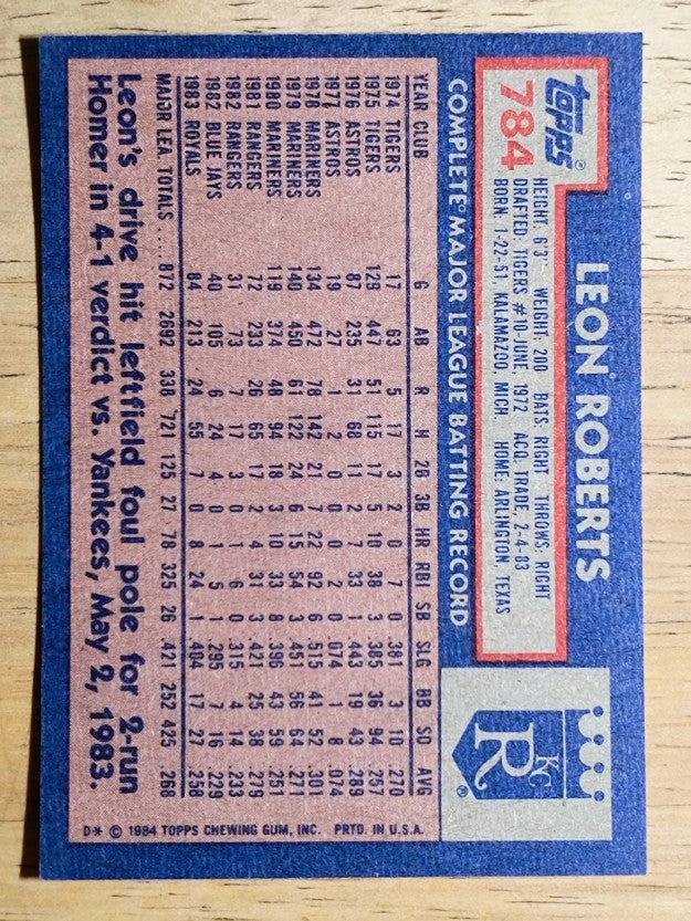 1984 Topps #784 Leon Roberts