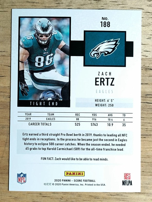 2020 Score #188 Zach Ertz